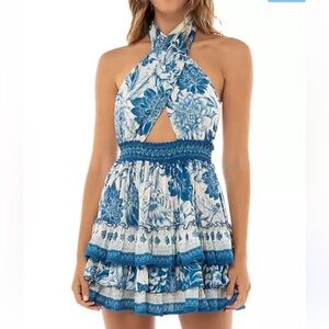Agua bendita maona wats halter mini dress